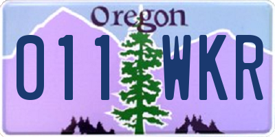 OR license plate 011WKR