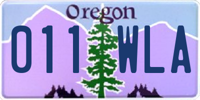 OR license plate 011WLA