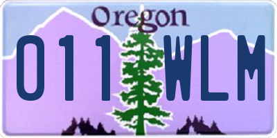 OR license plate 011WLM