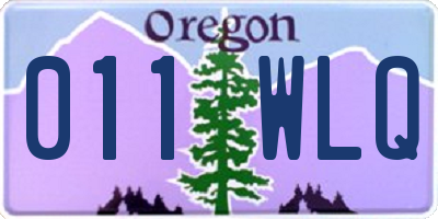 OR license plate 011WLQ