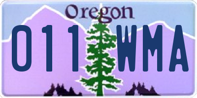 OR license plate 011WMA