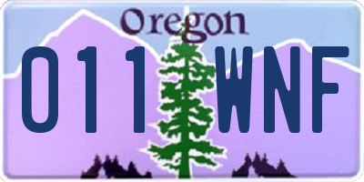 OR license plate 011WNF