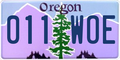 OR license plate 011WOE