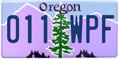 OR license plate 011WPF