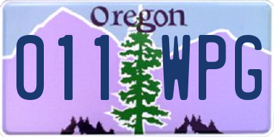 OR license plate 011WPG
