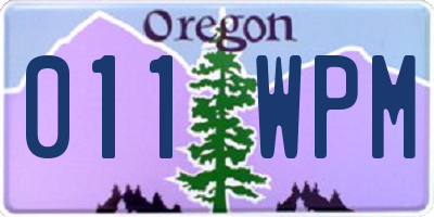 OR license plate 011WPM