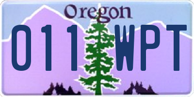 OR license plate 011WPT