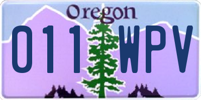 OR license plate 011WPV