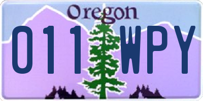 OR license plate 011WPY