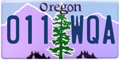 OR license plate 011WQA