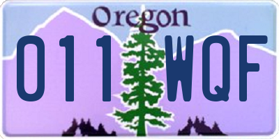 OR license plate 011WQF