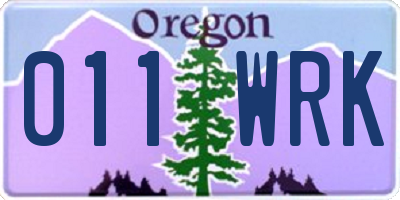 OR license plate 011WRK