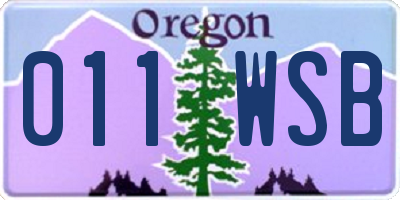 OR license plate 011WSB