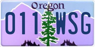 OR license plate 011WSG