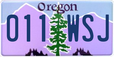 OR license plate 011WSJ