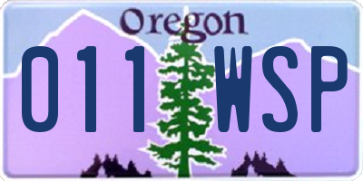 OR license plate 011WSP