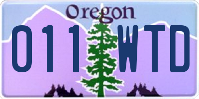 OR license plate 011WTD