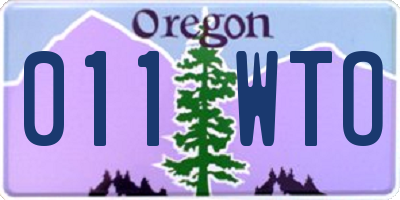 OR license plate 011WTO