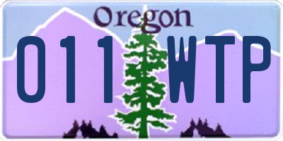 OR license plate 011WTP