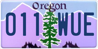 OR license plate 011WUE