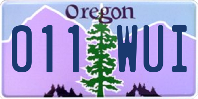 OR license plate 011WUI