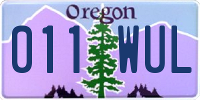 OR license plate 011WUL