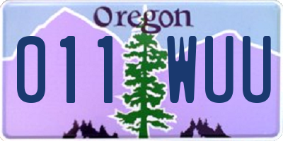 OR license plate 011WUU