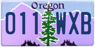 OR license plate 011WXB