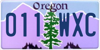 OR license plate 011WXC