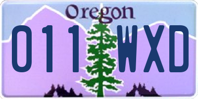 OR license plate 011WXD