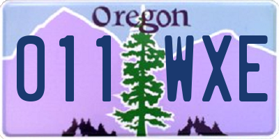OR license plate 011WXE
