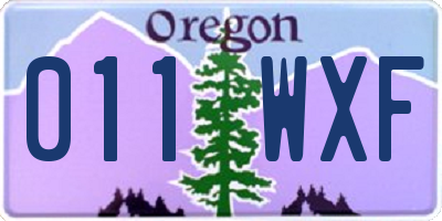 OR license plate 011WXF