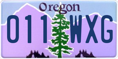 OR license plate 011WXG