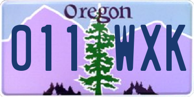 OR license plate 011WXK