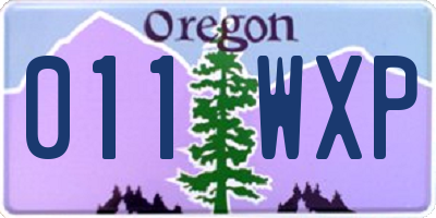 OR license plate 011WXP