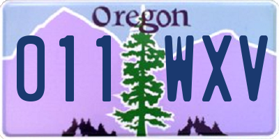 OR license plate 011WXV