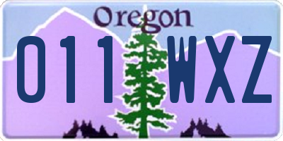 OR license plate 011WXZ
