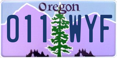 OR license plate 011WYF