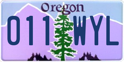 OR license plate 011WYL