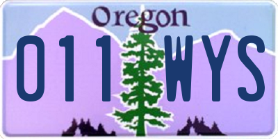 OR license plate 011WYS