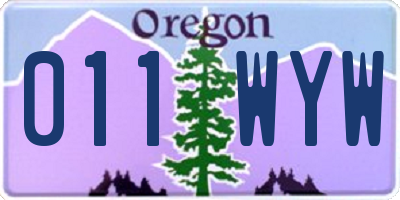 OR license plate 011WYW