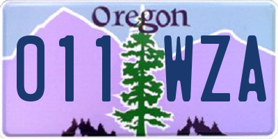 OR license plate 011WZA