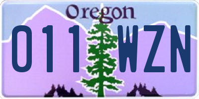 OR license plate 011WZN