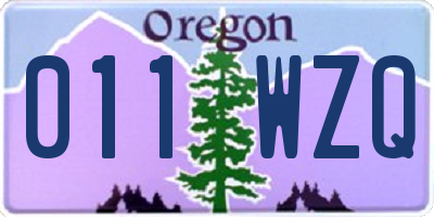 OR license plate 011WZQ