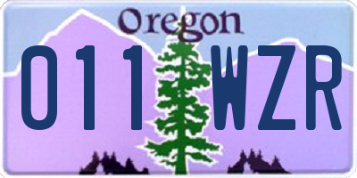 OR license plate 011WZR