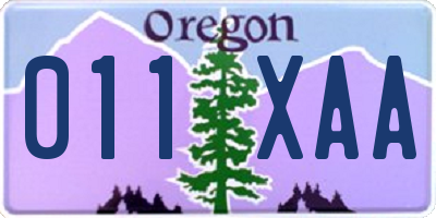OR license plate 011XAA