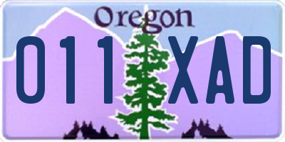 OR license plate 011XAD