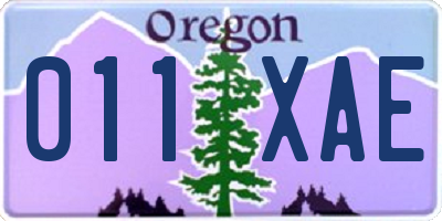 OR license plate 011XAE