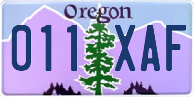 OR license plate 011XAF