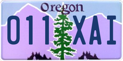 OR license plate 011XAI